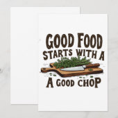 Goed eten begint met een goede chop of keukenchef kaart (Voorkant / Achterkant)