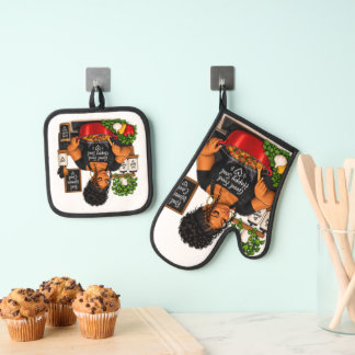 "Goed eten, gelukkig ziele" Ovenwant & Pannenlap Set