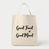 Goed eten Goed humeur Leuk Zwart Typografie Tote Bag (Voorkant)