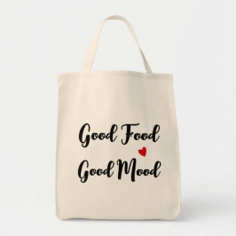 Goed eten Goed humeur Leuk Zwart Typografie Tote Bag