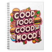 Goed eten, goed humeur: levendig spiraal Notitiebo Notitieboek (Voorkant)