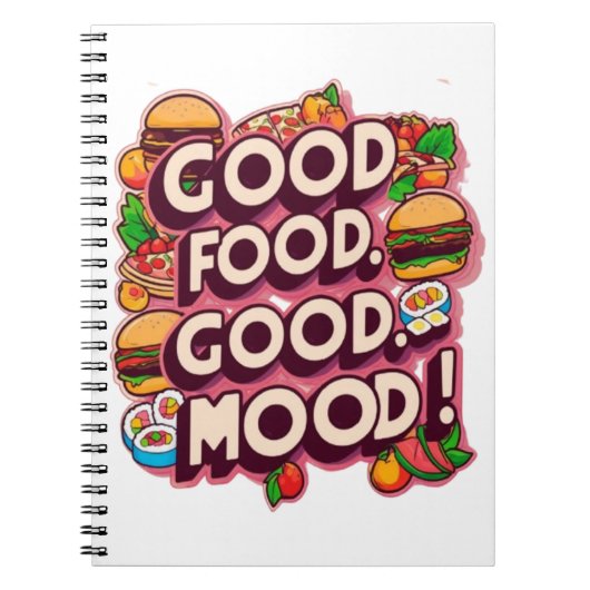 Goed eten, goed humeur: levendig spiraal Notitiebo Notitieboek (Voorkant)