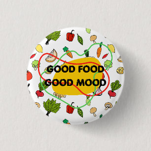 Goed eten, Goede Maan badge, knop, leuk badge Ronde Button 3,2 Cm