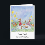 "Goed eten, goede vrienden" Verjaardag Kaart<br><div class="desc">Kom naar de weide en vier de speciale dag van je geliefde met deze grillige Miss Mousie-verjaardagskaart!</div>