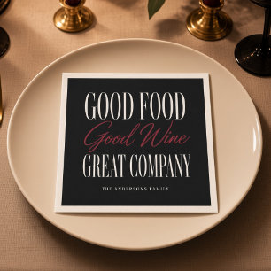 Goed eten goede wijn geweldig gezelschap Persoonli Servet