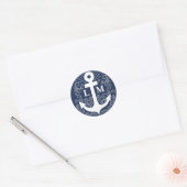 Goed geankerd | Nautical Monogram Weddenschap Ronde Sticker (Envelop)