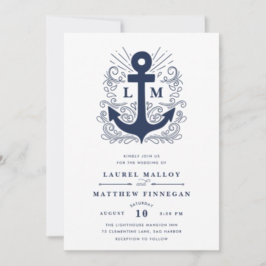 Goed geankerd | Nautical Wedding Invitation Kaart (Voorkant)
