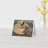 Goed gebruikt tuin pet en handschoenen kaart (Gele Bloem)