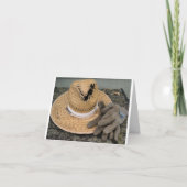 Goed gebruikt tuin pet en handschoenen kaart (Voorkant)