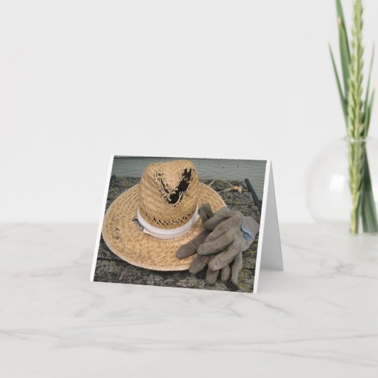 Goed gebruikt tuin pet en handschoenen kaart (Voorkant)