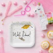 Goed gedaan Afstuderen Confetti met gouden Pet Papieren Bordje (Feest)