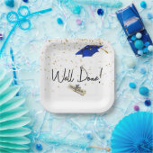 Goed gedaan Afstuderen gouden Confetti met blauw P Papieren Bordje (Feest)