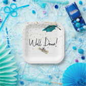 Goed gedaan Afstuderen gouden Confetti met Blauwgr Papieren Bordje (Feest)