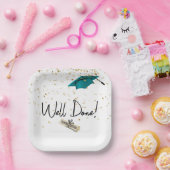 Goed gedaan Afstuderen gouden Confetti met Blauwgr Papieren Bordje (Feest)