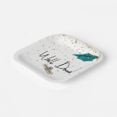 Goed gedaan Afstuderen gouden Confetti met Blauwgr Papieren Bordje (Gebogen)