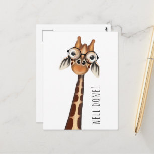 Goed gedaan! Briefkaart - Studieuze Giraffe