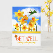 Goed gedaan Daffodil Garden met Hummingbird Kaart (Gele Bloem)