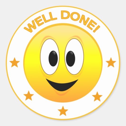 Goed gedaan Face Reward Ronde Sticker (Voorkant)