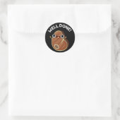 Goed gedaan Funny Steak Pun Dark BG Ronde Sticker (Tas)
