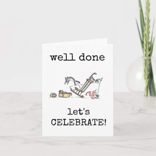 Goed gedaan, gefeliciteerd, Schattigee Cat Kaart (Voorkant)