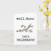 Goed gedaan, gefeliciteerd, Schattigee Cat Kaart (Gele Bloem)