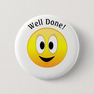 Goed gedaan!, Gelukkig Geel Gezicht Ronde Button 5,7 Cm