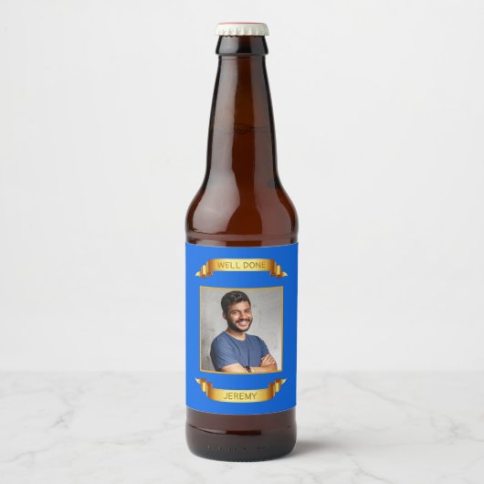 Goed gedaan Gold Scroll, aangepaste foto - op maat Bier Etiket (Voorkant)