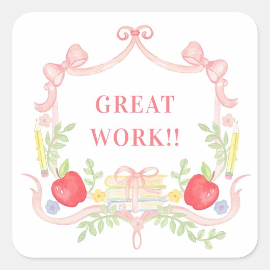 Goed gedaan | Klaslokaal Crest Vierkante Sticker (Voorkant)