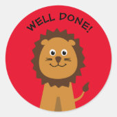 Goed gedaan leeuwen leraren rood ronde sticker (Voorkant)