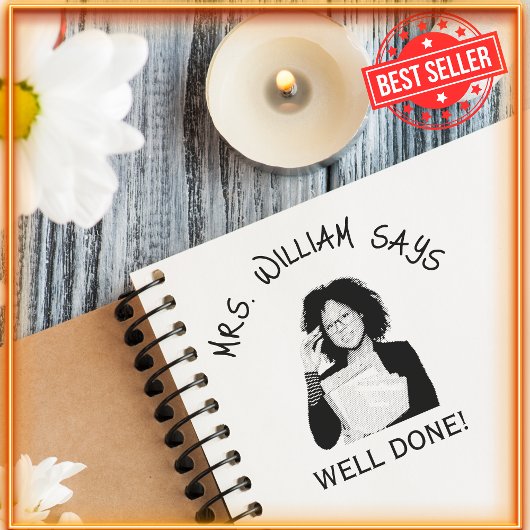 Goed gedaan leraar foto & naam schattig eenvoudig   zelfinktende stempel