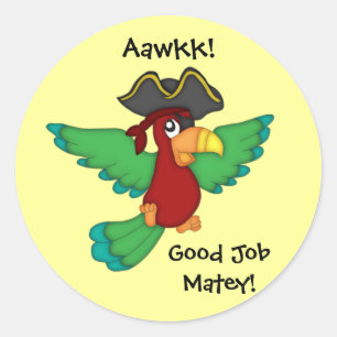 Goed gedaan Matey!-Pirate Parrot Ronde Sticker