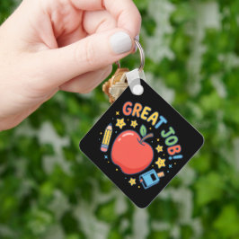 Goed gedaan! Mooie Rode Appel Klas Beloning Sticke Sleutelhanger