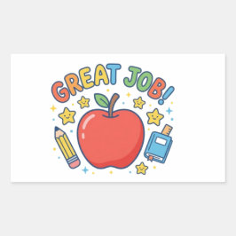 Goed gedaan! Mooie rode appel klasbeloningssticker Rechthoekige Sticker