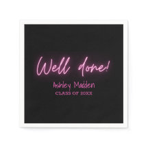 Goed gedaan Neon Roze Modern Graduation Party