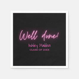 Goed gedaan Neon Roze Modern Graduation Party Servet