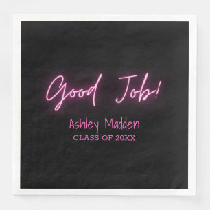 Goed gedaan! Neon roze moderne afstudeerfeest Servet