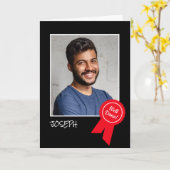 Goed gedaan Rode Rosette, Aangepaste Foto - Aangep Kaart (Gele Bloem)