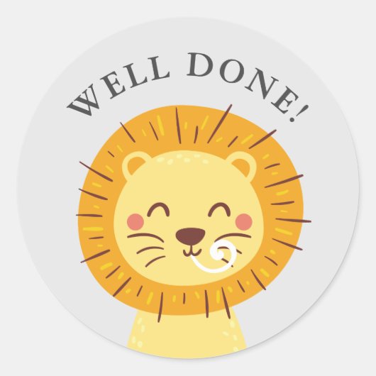 Goed gedaan Schattigee Lion Teacher Award Ronde Sticker (Voorkant)