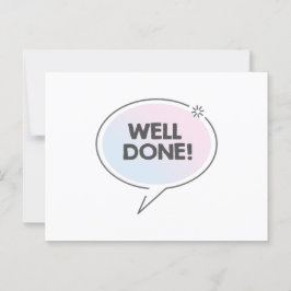 Goed gedaan tekst in blauw roze kawaii speech bubb briefkaart