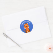Goed gedaan tijger leraren blauw ronde sticker (Envelop)