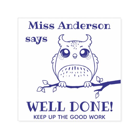 Goed gedaan Uil Custom Teacher Pre Inked Stempel (Design)