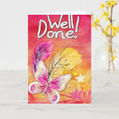 Goed gedaan vieren kaart (Gele Bloem)