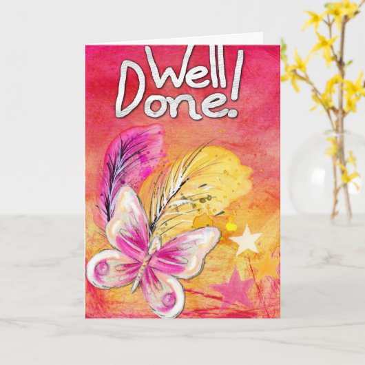 Goed gedaan vieren kaart (Gele Bloem)