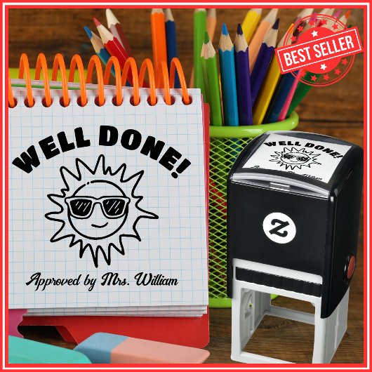 Goed gedaan zon loven grading aanmoediging leraar  zelfinktende stempel