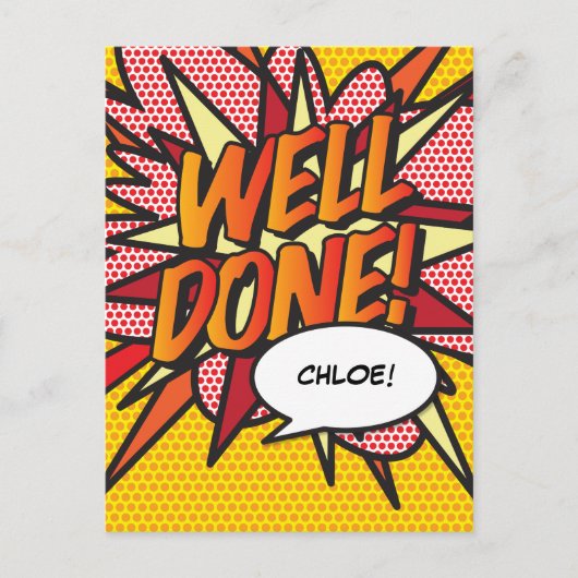 GOED GEDAN Fun Retro Stripboek Pop Art Aankondigingskaart (Voorkant)