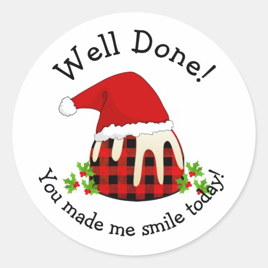 GOED GEDONE Smile Kerstman leraar Ronde Sticker (Voorkant)
