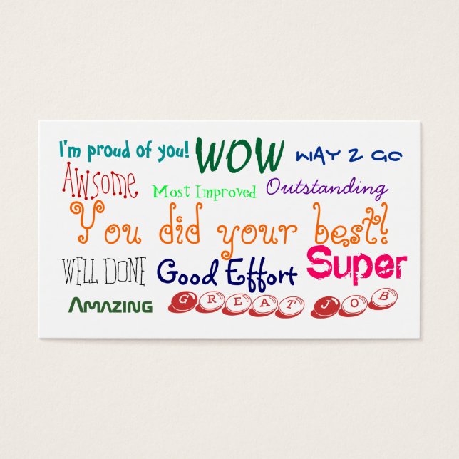 Goed gedrag, goede inspanning erkenningskaart visitekaartjes (Voorkant)