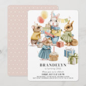 Goed geklede dieren Meisje 1e verjaardag Kaart (Voorkant / Achterkant)