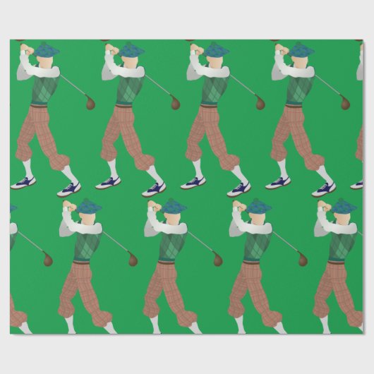 Goed geklede Golfer Cadeaupapier (Vlak)