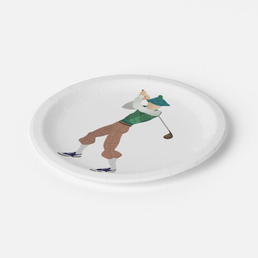 Goed geklede Golfer Papieren Bordje (Gekanteld)